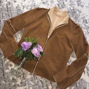 Velvet Brown Suede Like Full Zip Jacket